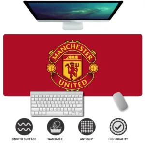 Manchester United Extended Mousepad Marble Extended Mousepad แผ่นรองเมาส์สําหรับเล่นเกมขนาดใหญ่เย็บขอบ Deskpad Deskmat