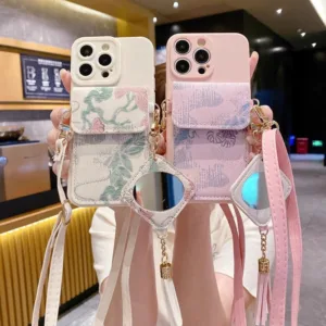 3D มีเชือกแขวน สําหรับ Samsung Galaxy A72 A52S A52 A42 5G A22 A32 4G A71 A51 A31 A21S A11 M11 M22 M32 M23 เคสมือถือ Soft TPU Case เคสป้องกัน Trendy Mirror Flowers Wallet Card Cover เคสกันกระแทก เคสซิลิโคน เคสป้องกันสามมิติ