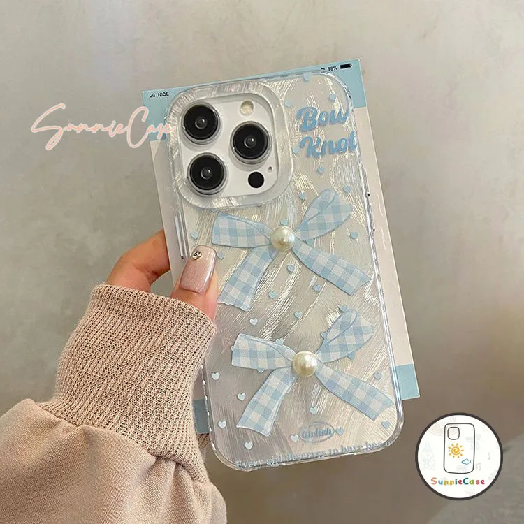 โบว์ เคสไอโฟน หรูหรา แฟนซี สำหรับ IPhone 12 11 15 16 14 13 Pro Max 8Plus 7Plus XR X XS Max 7 8 15 Plus SE เปลือกนิ่ม เคส