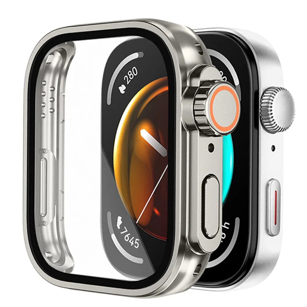 Huawei WatchFit3 ฟิล์มกระจกนิรภัยคลุมทั้งหมด + Hard PC Shell ฝาครอบสมาร์ทวอท์ชสําหรับ Huawei Watch Fit 3 Anti-Fingerprints ระเบิดนาฬิกากันชนป้องกันหน้าจอ