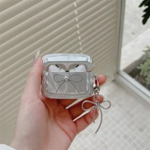 โบว์เหมาะสําหรับ Airpods4 Airpods1/2 3 Pro Pro2 เคสหูฟังไร้สายบลูทูธป้องกันกรณี AirPods Pro2 4 3 หูฟังป้องกันกรณี