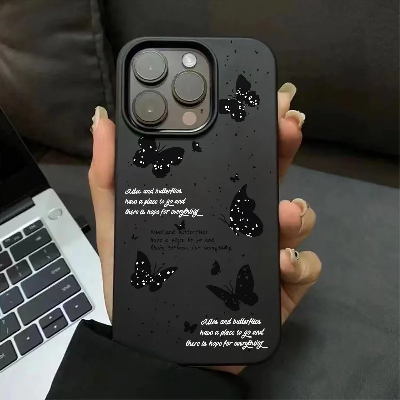 ❤️จัดส่งทันที❤️เคสไอโฟน11 12 13 14 15 Pro Max กันกระแทก Black butterfly sparkling Case For iPhone 11