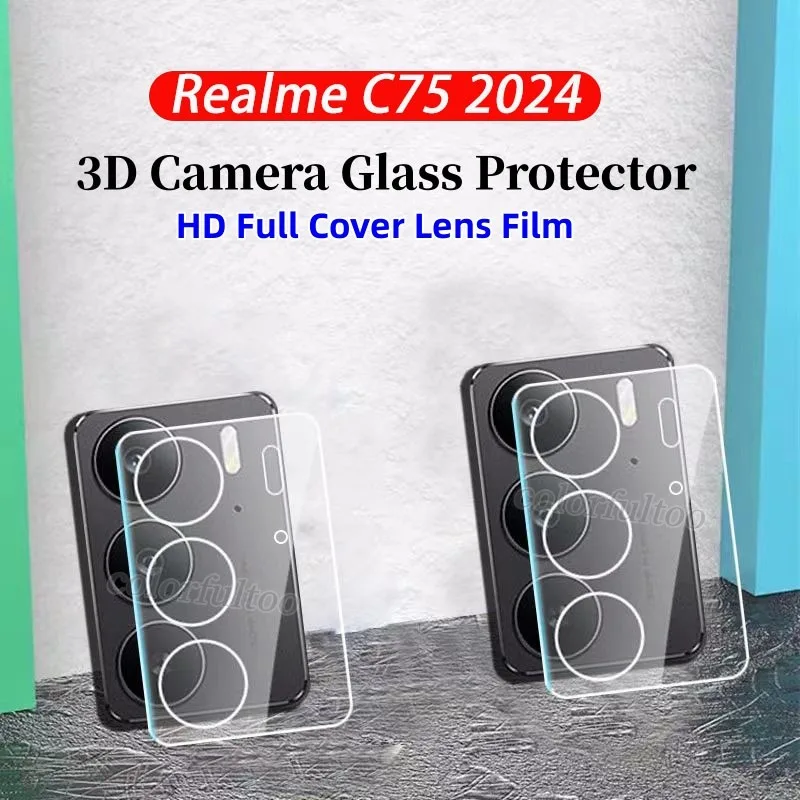 Realme 14X 5G 2025 3D โค้ง HD กล้องเลนส์ Protector สําหรับ Realme C75 C65 C63 C61 4G 5G คลุมทั้งหมดกาวโปร่งใสกระจกนิรภัยป้องกันหน้าจอกลับเลนส์ฟิล์มฝาครอบ