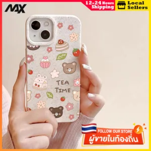 เคสไอโฟน13 เคสโทรศัพท์มือถือแบบนิ่ม กันกระแทก หมีสตรอเบอร์รี่ for IPhone 13 7Plus 14 12 11 Pro MAX 8 6 7 6S Plus X XR XS