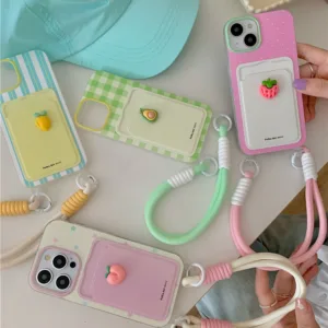 ใช้งานร่วมกับสําหรับiphone 15 14 13 12 11 Pro MAX X XR XS MAX 7 8 Plus SE 2020 INS 3Dน่ารักฤดูร้อนผลไม้เคสโทรศัพท์นุ่ม