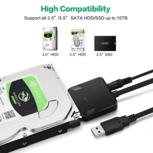 สายเคเบิลอะแดปเตอร์ SATA เป็น USB 3.0 สําหรับ 3.5/2.5 นิ้ว SSD HDD SATA III ฮาร์ดไดรฟ์ดิสก์แปลงรองรับ UASP 12V US EU UK AU อะแดปเตอร์ไฟ
