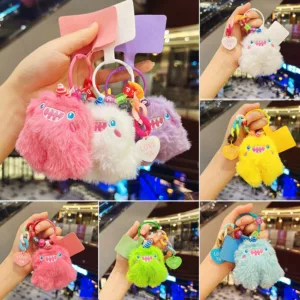 (พร้อมส่ง)พวงกุญแจ จี้ตุ๊กตาปอมปอมประดับปอมปอม ผ้ากํามะหยี่ขนนิ่ม ขนาดเล็ก หลากสี เหมาะสำหรับแขวนบนเคสโทรศัพท์และกระเป๋า