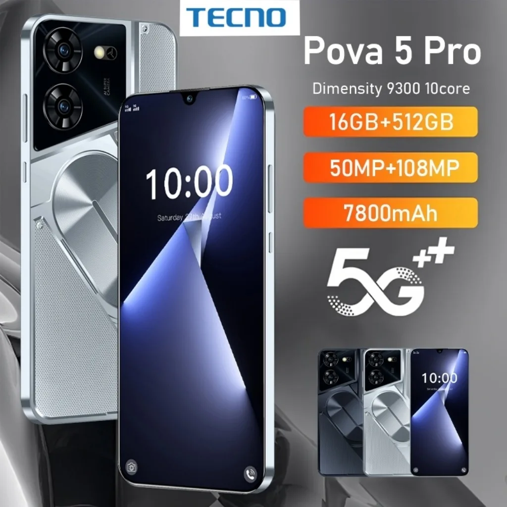 โทรศัพท์ POVA5 แรม16GB รอม512GBหน่วยความจําขนาดใหญ่ รองรับ2ซิม รองรับแอพธนาคาร 7.5 นิ้ว 7800mAh โทรศัพท์มือถือราคาถูก