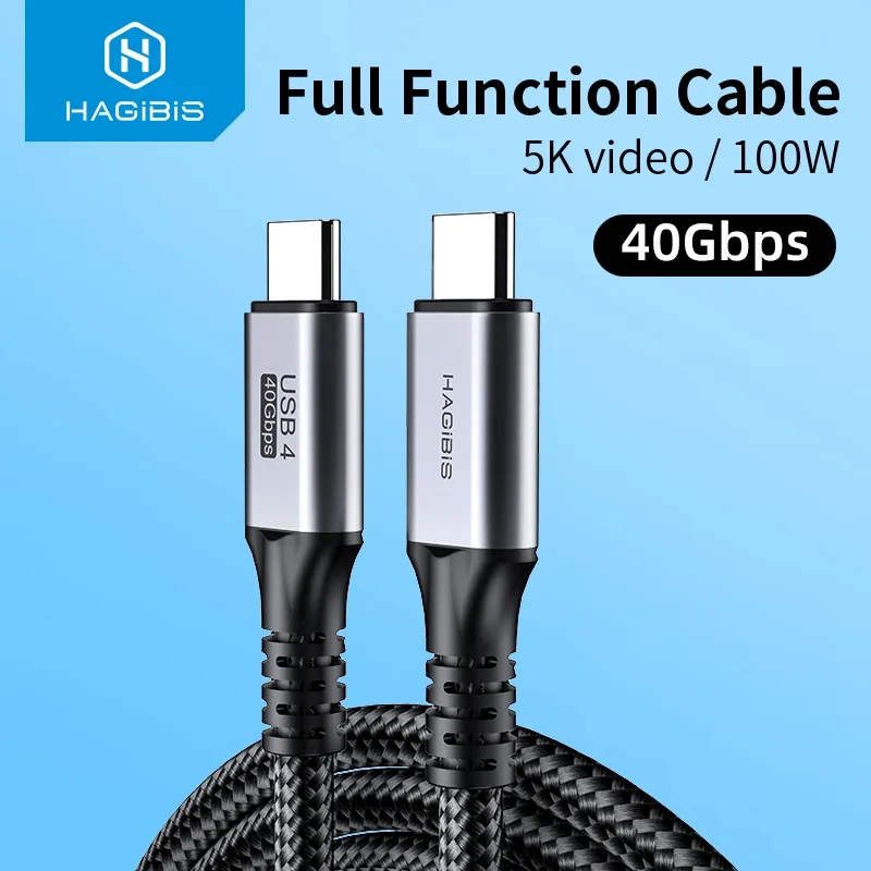 Hagibis สาย USB4 ใช้งานร่วมกับ Thunderbolt 3/4 5K @ 60Hz 40Gbps Data Transfer 100W 5A Fast Charging สําหรับ Macbook Pro iPhone 16/15 Macbook Pro