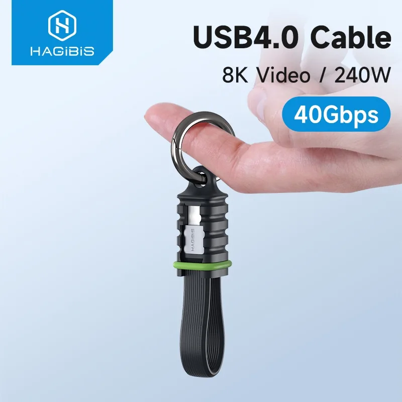 Hagibis USB4 Data Cable พร้อมชุดคลิป 40Gbps USB C ถึง Type C สายสั้นแบบพกพา Fast สายชาร์จ PD 240W 8K 60Hz ใช้งานร่วมกับ Thunderbolt 3/4 USB4 Type-C พอร์ต
