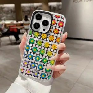 Artistic Line Gradient Smile Florals ไร้สายชาร์จแม่เหล็กสําหรับ IPhone 11 14 15 16 Pro Max 12 13 Pro Max ฝาครอบ 14 PLUS 16 PLUS ซิลิโคนนุ่มกันชนใสกันกระแทกปลอก