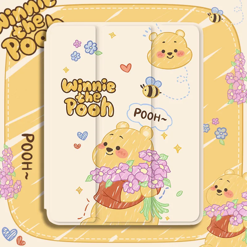 เหมาะสําหรับ Xiaomi MiPad 5 6 พับ Redmi Pad SE 11 TPU วัสดุ Pad พร้อมช่องเสียบปากกาป้องกันกรณี 2024 10.6 วินนี่เดอะพูห์ Graffiti