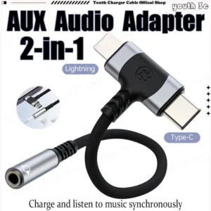 อะแดปเตอร์ Aux สายเคเบิลอะแดปเตอร์หูฟังแบบมีสายขนาด 3.5 มม. สําหรับ ios Type C 2-in-1 Type C ถึง 3.5 มม.ตัวแปลงเสียงโทรศัพท์ + ชาร์จ