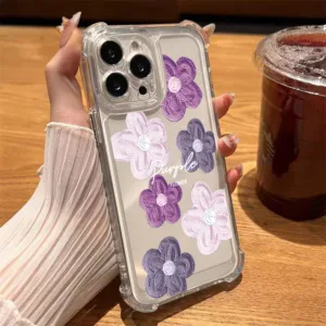 CASE  นิ่มกันกระแทกเคสโทรศัพท์ สำหรับรุ่น เคสสำหรับ 13/12/14 Plus Pro Max 8/7 Plus X/XR 11 12pro ดอกไม้สีม่วงขนาดใหญ่