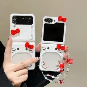เคสโทรศัพท์แบบพับได้สําหรับ Samsung Galaxy Z Flip6 Flip5 Flip4 Flip3 น่ารักไหลทราย KT สร้อยข้อมือ hard tpu เคสโทรศัพท์