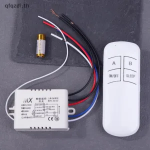 [QQD] รีโมทคอนโทรลไร้สายสวิตช์ไฟ 220V ตัวรับสัญญาณเครื่องส่งสัญญาณ ON/OFF Digital 2Way Wall รีโมทคอนโทรลสวิทช์โคมไฟ TH