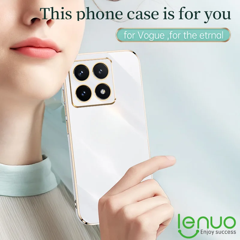 Lenuo หรูหราเคสโทรศัพท์สําหรับ Xiaomi 14T 13T Mi 14T Pro 5G ปลอก Soft TPU 6D ชุบกันกระแทก