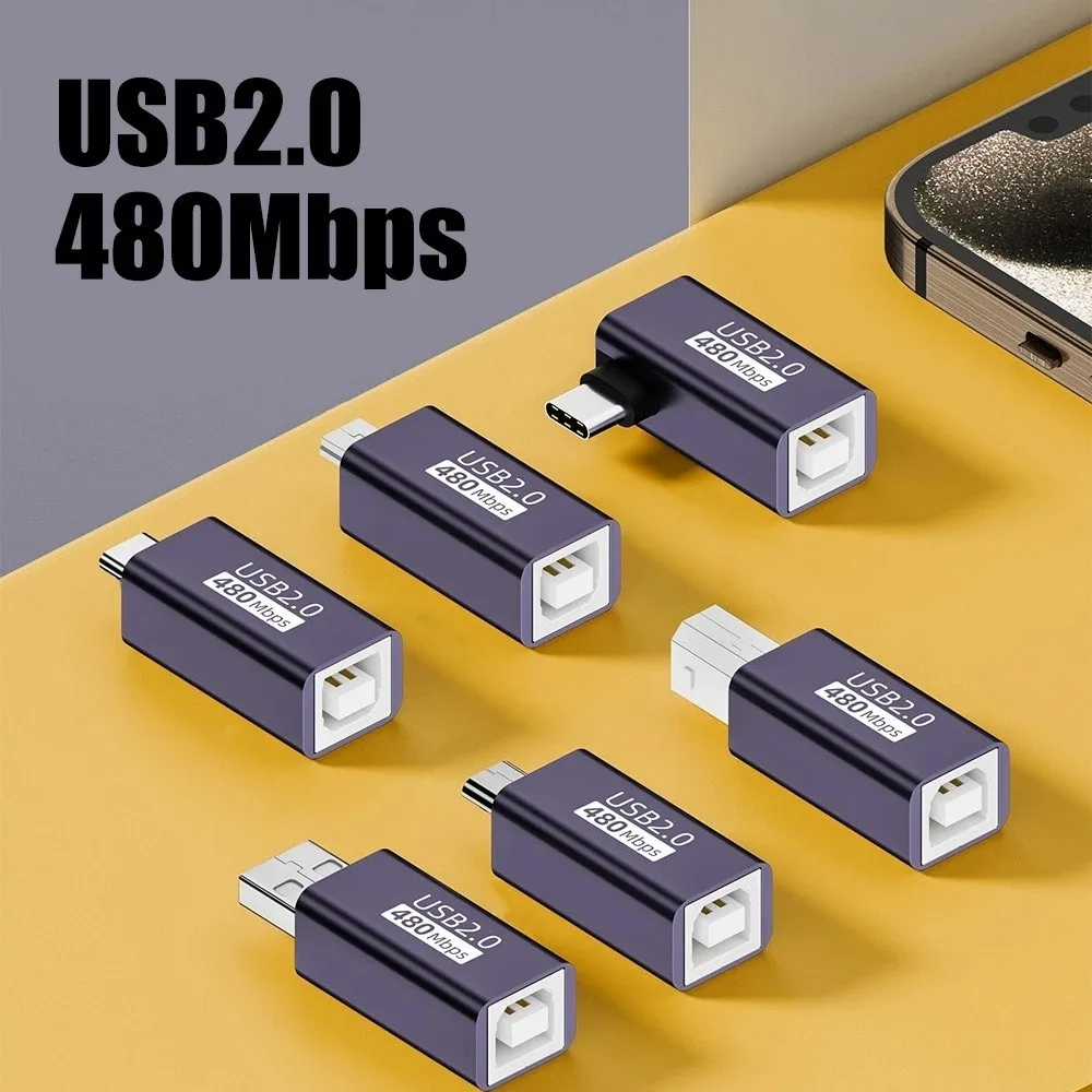 อะแดปเตอร์ชาร์จ 480Mbps Type-C/Micro USB 2.0 เป็นตัวแปลงสายเคเบิล USB-B สําหรับเครื่องพิมพ์คีย์บอร์ดอิเล็กทรอนิกส์