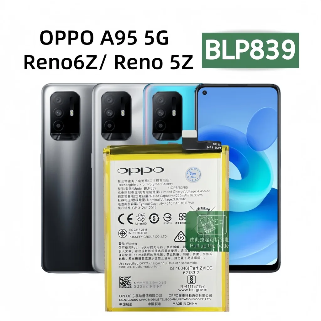 แบตเตอรี่ Oppo Reno 6Z A95 5G  Reno5 Z battery BLP839 4310mAh