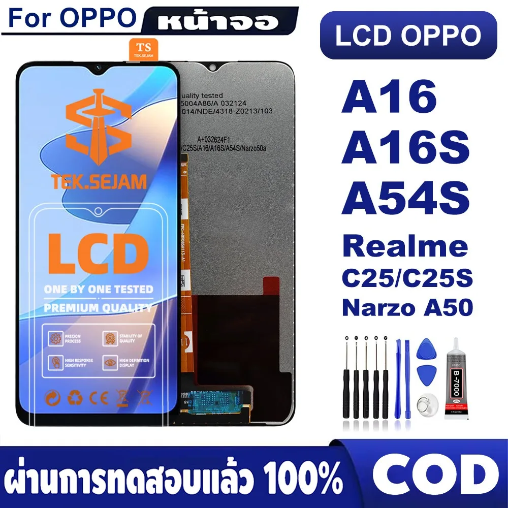 หน้าจอ LCD Oppo A16 แท้ สำหรับ ออปโป้ จอ oppo A16S A54S Realme C25 C25S จอ อะไหล่มือถือ พร้อมทัชสกรีน