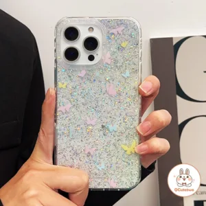 Ins ผีเสื้อที่มีสีสัน Glitter เคสโทรศัพท์สําหรับ IPhone 16 15 14 13 Pro Max Bling กันกระแทกกันน้ํา Hard ฝาหลัง