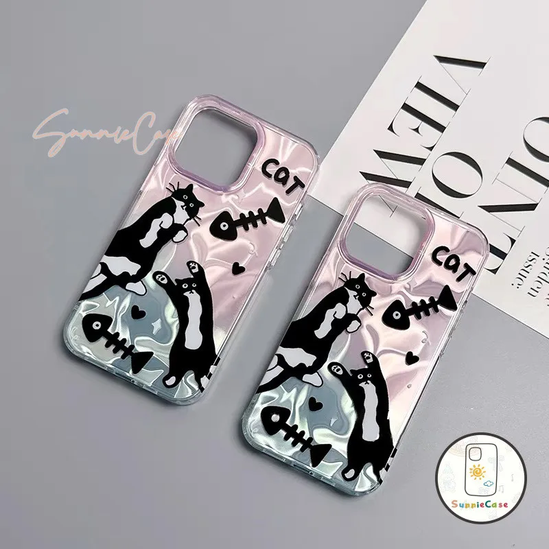 โชคลาภ แมวดำ สำหรับ เคส Samsung A05S A11 A34 A51 A14 A05 A12 A50 A32 A33 A03 A15 A53 A13 A23 A21S A25 A20 ระลอกน้ำ เคส