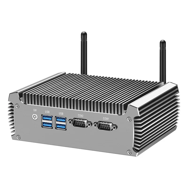 Fanless Industrial Mini PC Intel Core i3 4005U i5 4200U i7 4500U 2x RS232 COM Dual Ethernet HDMI VGA 4x USB WiFi Windows