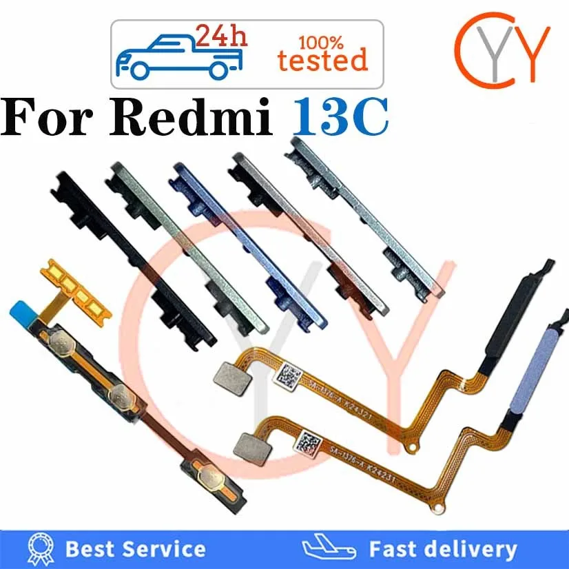 สําหรับ Xiaomi Redmi 13C / POCO C65 ปุ่มบ้านเครื่องสแกนลายนิ้วมือเซ็นเซอร์กลับปุ่มปรับระดับเสียงสวิตช์ไฟเปิดปุ่ม Flex Cable