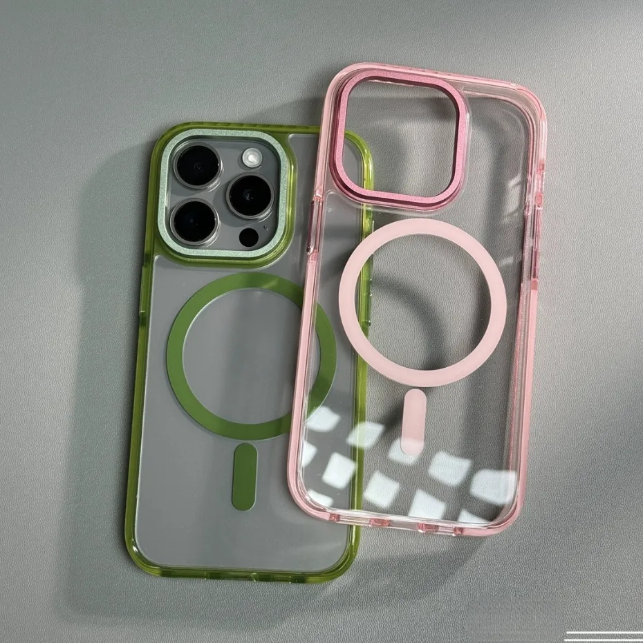 【Transparent acrylic hard case/Green】เคส compatible for iPhone 15 14 pro max case