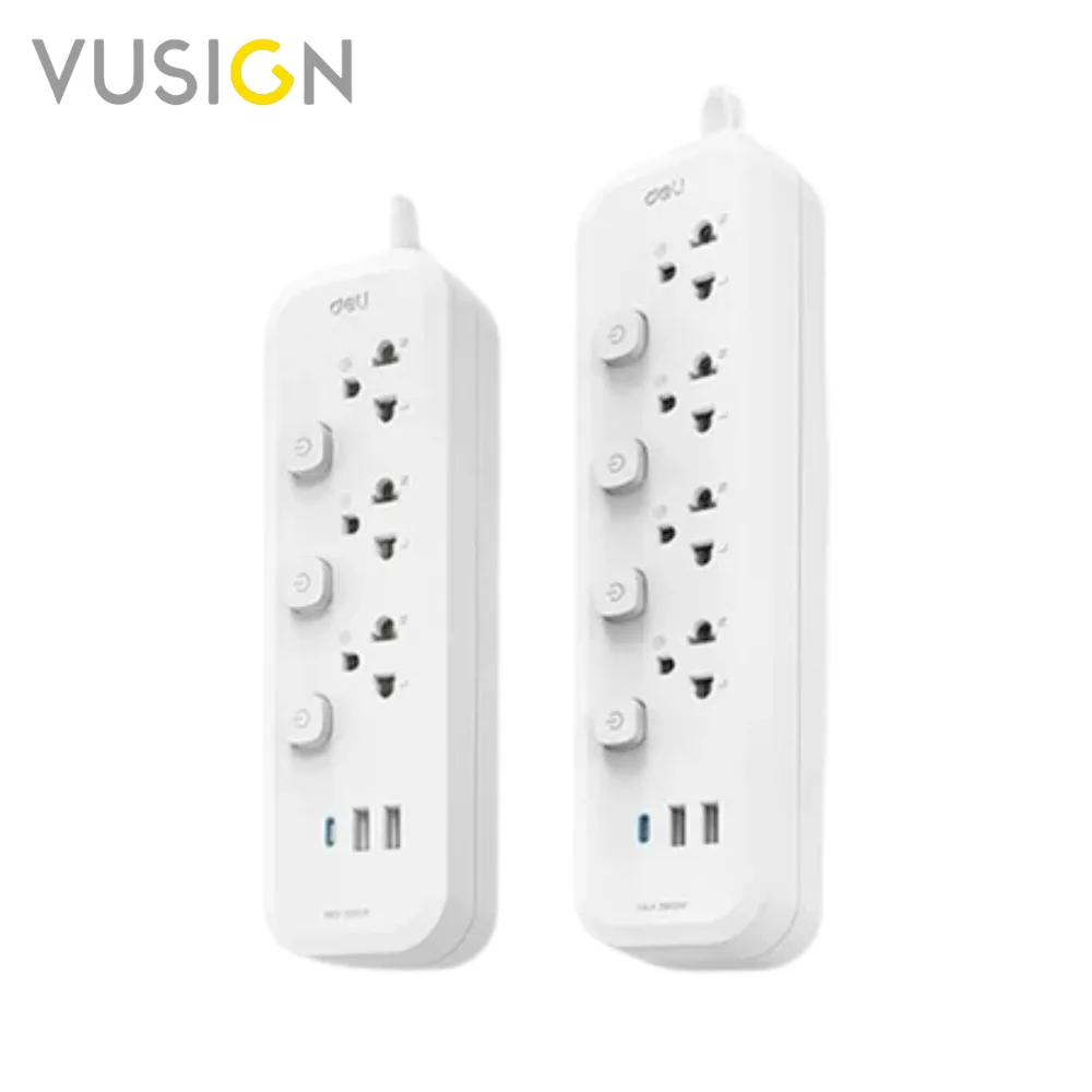 Vusign ปลั๊กสามตา ปลั๊กพ่วง ปลั๊กไฟ 2300W ยาว3/5เมตร USB A/C ทนไฟ 750C มอก. ประกัน 3 ปี Power Socket