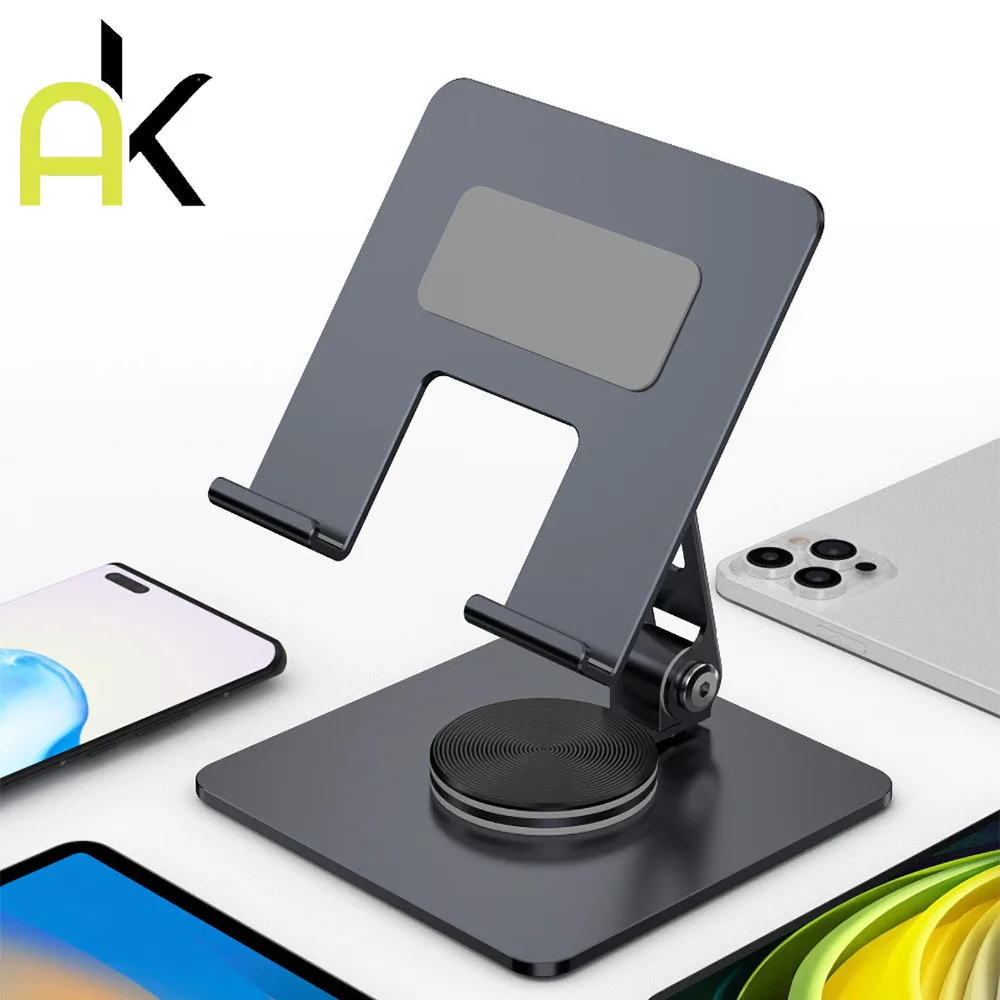 AK 360° ขาตั้งแท็บเล็ตหมุนได้ที่วางขาตั้งเดสก์ท็อปแบบพับได้แบบปรับได้สําหรับแท็บเล็ตแล็ปท็อป Ipad Pro/Air