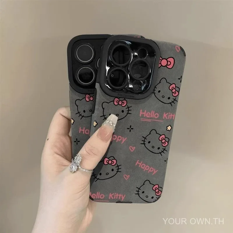 เต็มหน้าจอ Hello Kitty Apple 16/15/14PROMAX เคสมือถือหนังกลับ XR หุ้มทั้งเครื่อง13/12/11นุ่ม8 yzxp