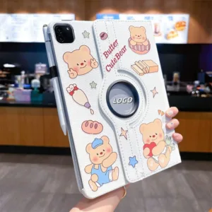 ⭐24 ชั่วโมงส่ง⭐Butter Bear การ์ตูน เคส for iPad pro 2024 11 Gen10 10.9 2022 Gen9 10.2 เคสไอแพด Air4 5 6 Case การหมุน 360