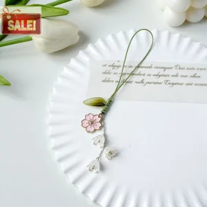 Bl Creative Tulip ดอกไม้ใบสายคล้องโทรศัพท์มือถือ Ch เชือกมือน่ารักพวงกุญแจกระเป๋าแฟชั่นกล้องจี้เชือกเส้นเล็กตกแต่ง A