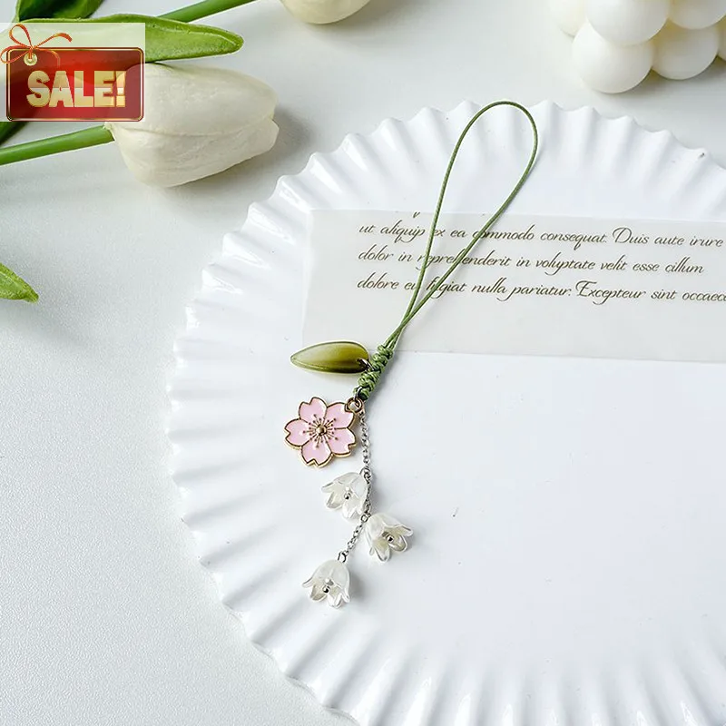 Bl Creative Tulip ดอกไม้ใบสายคล้องโทรศัพท์มือถือ Ch เชือกมือน่ารักพวงกุญแจกระเป๋าแฟชั่นกล้องจี้เชือกเส้นเล็กตกแต่ง A