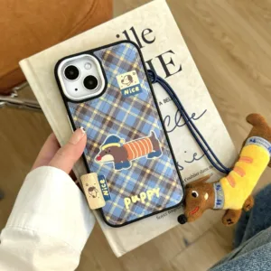 เคสไอโฟน ลายสุนัขไส้กรอก หนังแท้ กันกระแทก กันรอยขีดข่วน สัมผัสนุ่ม พกพาสะดวก สำหรับ iPhone 13 14 15 16 Pro Max