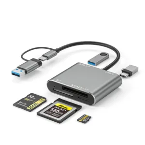 ใหม่ USB3.0 Multi-Function Card Reader รองรับ TF/SD/XQD Card Five-in-One Docking Station การ์ดความเร็วสูงอ่าน