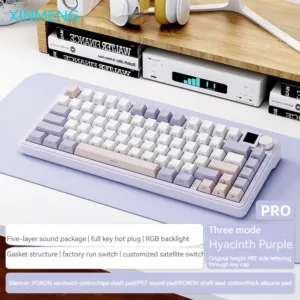 Mathew TECH X Xinmeng M75 Pro Customized Mechanical Keyboard ที่กําหนดเองคีย์บอร์ด Tri-mode ปะเก็นบลูทูธไร้สาย Hot Swappable TFT หน้าจอ RGB ด้านข้างแกะสลัก PC สาว Gamer