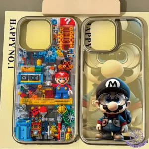 สร้างสรรค์การ์ตูนมาริโอโปร่งใสนุ่ม เคส IPhone 15 11 16 13 14 12 Pro Max 7Plus XR X XS MAX 16 14 7 8 15 Plus SE 2020