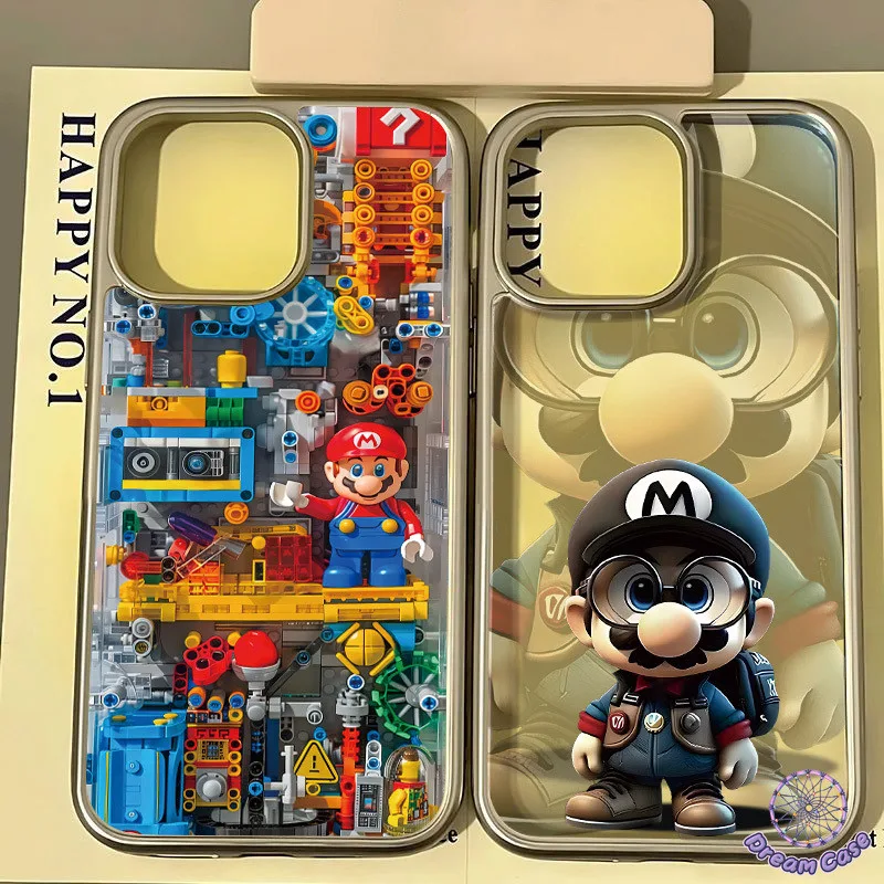 สร้างสรรค์การ์ตูนมาริโอโปร่งใสนุ่ม เคส IPhone 15 11 16 13 14 12 Pro Max 7Plus XR X XS MAX 16 14 7 8 15 Plus SE 2020