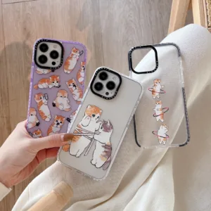 สไตล์น่ารักสําหรับ iPhone 15 PRO MAX ปลอก iPhone 15 14 13 12 11 8 7 MINI PRO PLUS PROMAX iPhone X XR XS MAX ลดน้ําหนักแมววัสดุนุ่มเคสโทรศัพท์ครอบคลุม