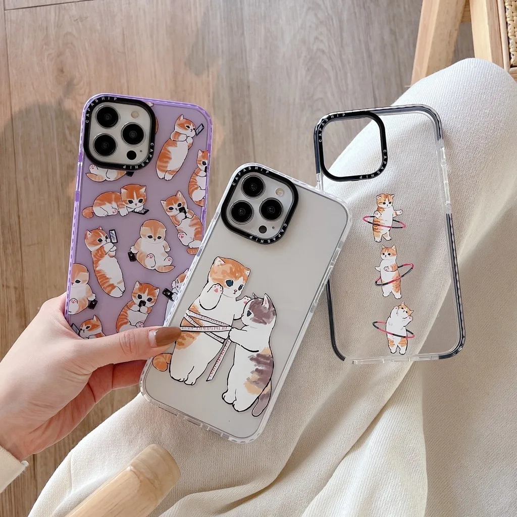 สไตล์น่ารักสําหรับ iPhone 15 PRO MAX ปลอก iPhone 15 14 13 12 11 8 7 MINI PRO PLUS PROMAX iPhone X XR XS MAX ลดน้ําหนักแมววัสดุนุ่มเคสโทรศัพท์ครอบคลุม