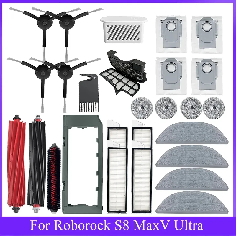 สําหรับ Roborock S8 MaxV Ultra G20S หุ่นยนต์สูญญากาศอะไหล่หลักแปรงด้านข้าง Mop ผ้า HEPA ตัวกรองถุงเก็บฝุ่นอุปกรณ์เสริม