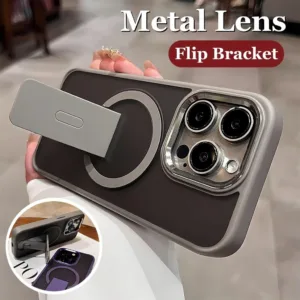 ใหม่ Flip Bracket ที่วางโทรศัพท์สําหรับ IPhone 15 11 12 13 14 Pro Max Plus Matte Hard ปลอกกันกระแทก