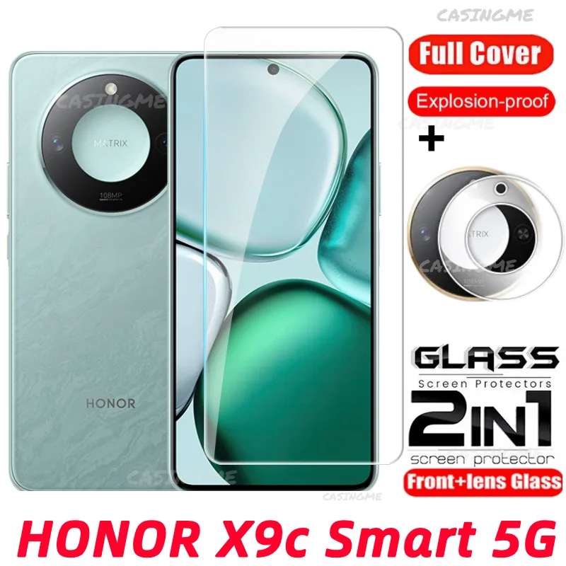 Honor X9C สมาร์ท 5G 2024 คลุมทั้งหมดกระจกนิรภัย Flim สําหรับ Honor X9cSmart HonorX9cSmart X9C X9 C สมาร์ท 4G 5G 2024 ฟิล์มด้านหน้าด้านหลังเลนส์กระจกกลับกล้องเลนส์ป้องกันหน้าจอ