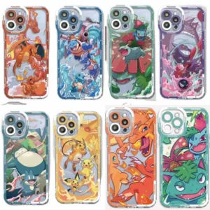เคสโทรศัพท์สําหรับ Iphone 15 Pro Max 11 12 13 14 Pro Max โทรศัพท์มือถือกรณี Bulbasaur Pokemon Pikachu Gengar Eevee Charizard Squirtle นุ่ม Clear Square Angel Eyes TPU รูปแบบ