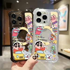 เคสโทรศัพท์โปร่งใสป้องกันการตกและทนทาน for iPhone11 12 13 14 15 16 Pro Max XR XS X 7/8Pขับรถเครยอนชินจังกราฟฟิตี