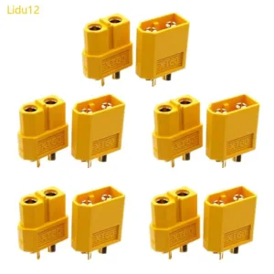 Lidu12 10 ชิ้น XT60 Connector ปลั๊กชายตัวเชื่อมต่อเคลือบทอง DIY ชิ้นส่วนเชื่อมต่อ