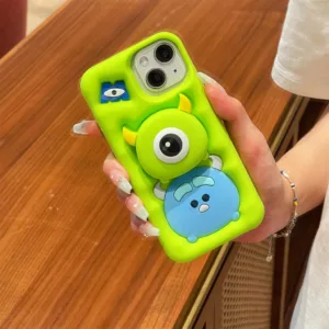 เคส Iphone สําหรับ 16ProMax 15 14 Pro Max 13 Pro Max 11 12 Pro Max TPU ซิลิโคน Softshell Furry Monster Big Eye Stand