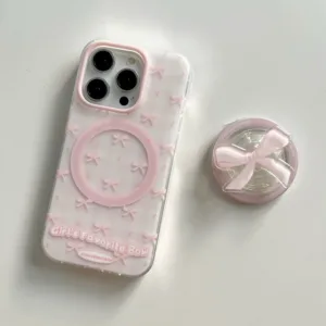 (มีi16) เคสลายโบว์ชมพู magnetic (ภาพสินค้าจริง) สวยลูกคุณมาก griptok ขายแยกนะ